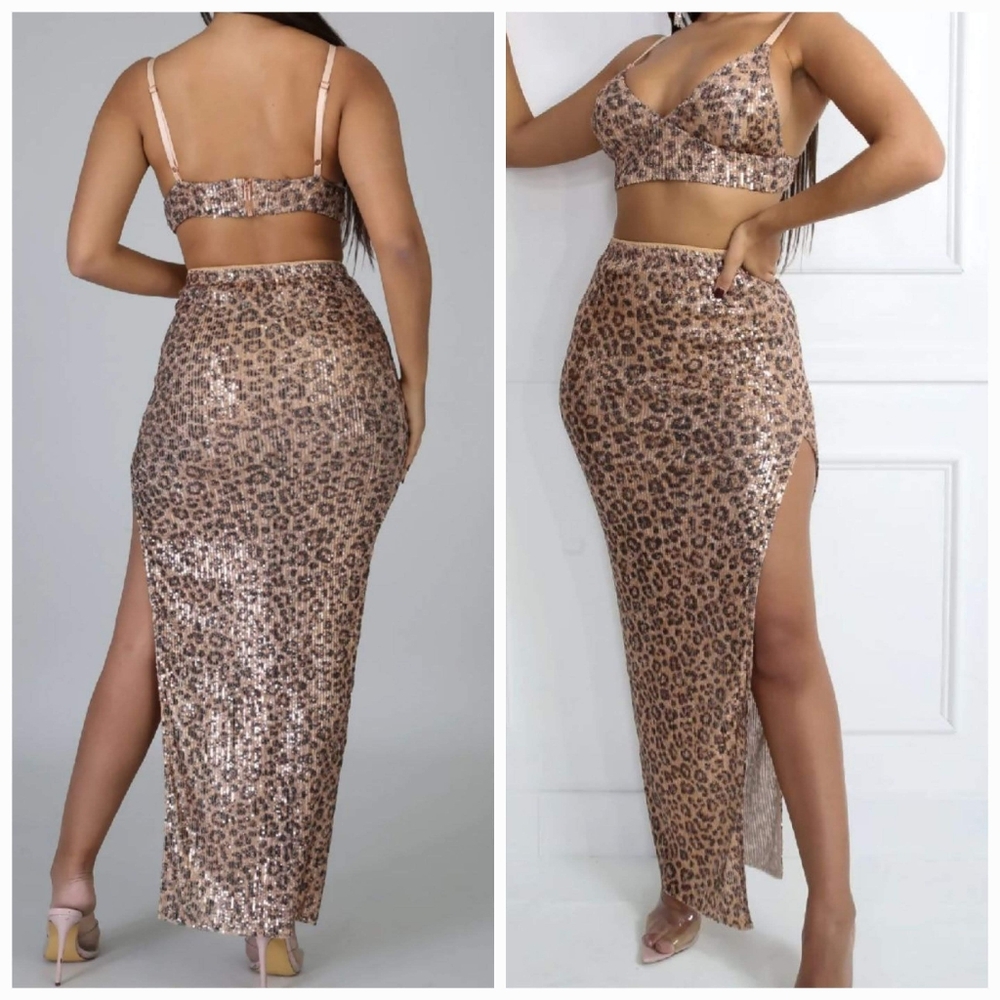 NEW Unbothered Sequin 2pc Skirt Set Large